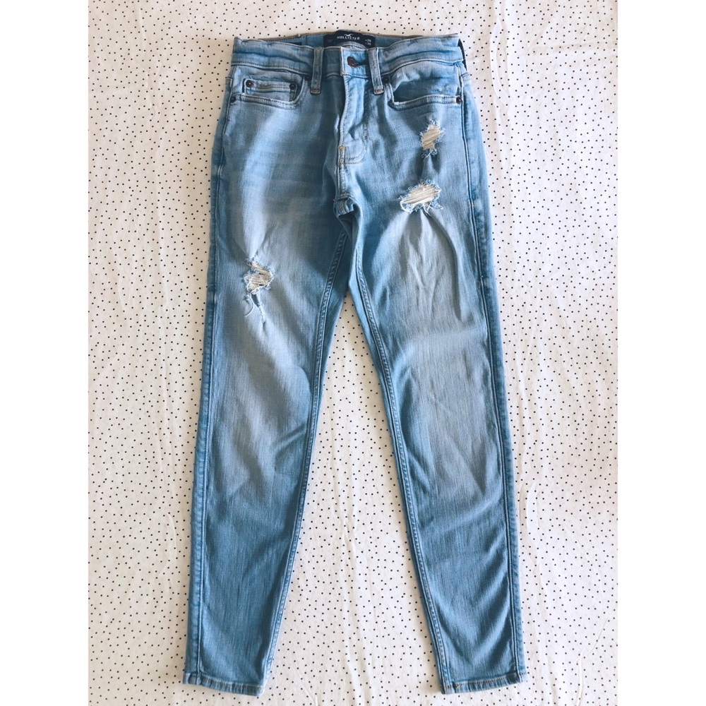Hollister Guys Advanced Stretch Super Skinny Jeans Ripped Blue W 26 L 30